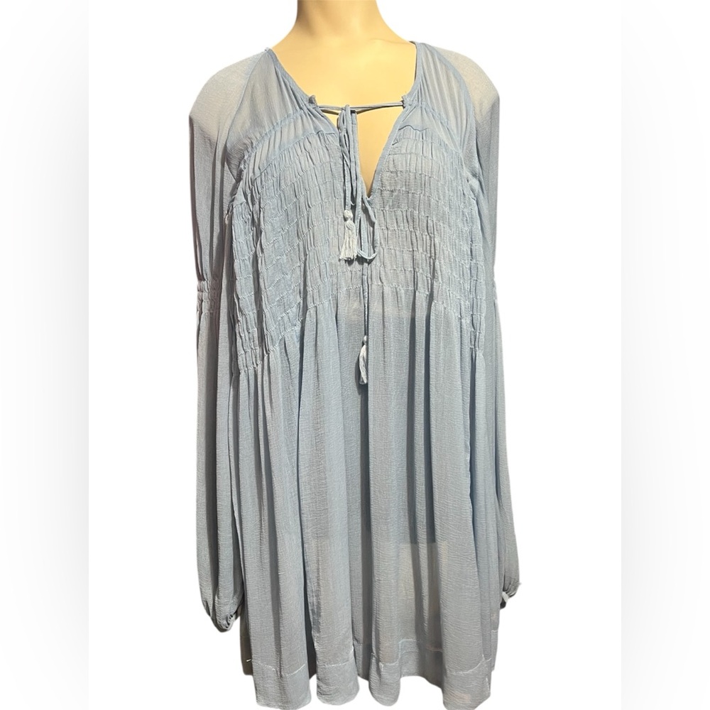Free People Light Blue Mini Dress with Intimately by Free People Mini Slip - Picture 6 of 16